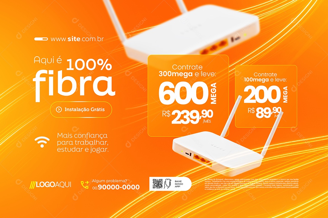 Banner Provedor de Internet Contrate Instalação Grátis Social Media PSD Editável