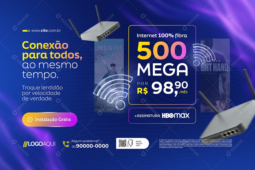 Banner Provedor de Internet Conexão para Todos Social Media PSD Editável