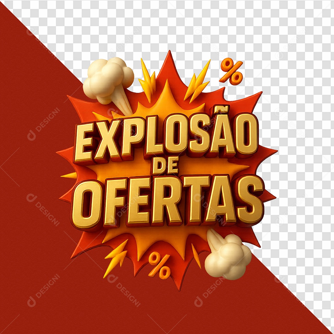 Explosão De Ofertas Selo 3D para Composição PSD