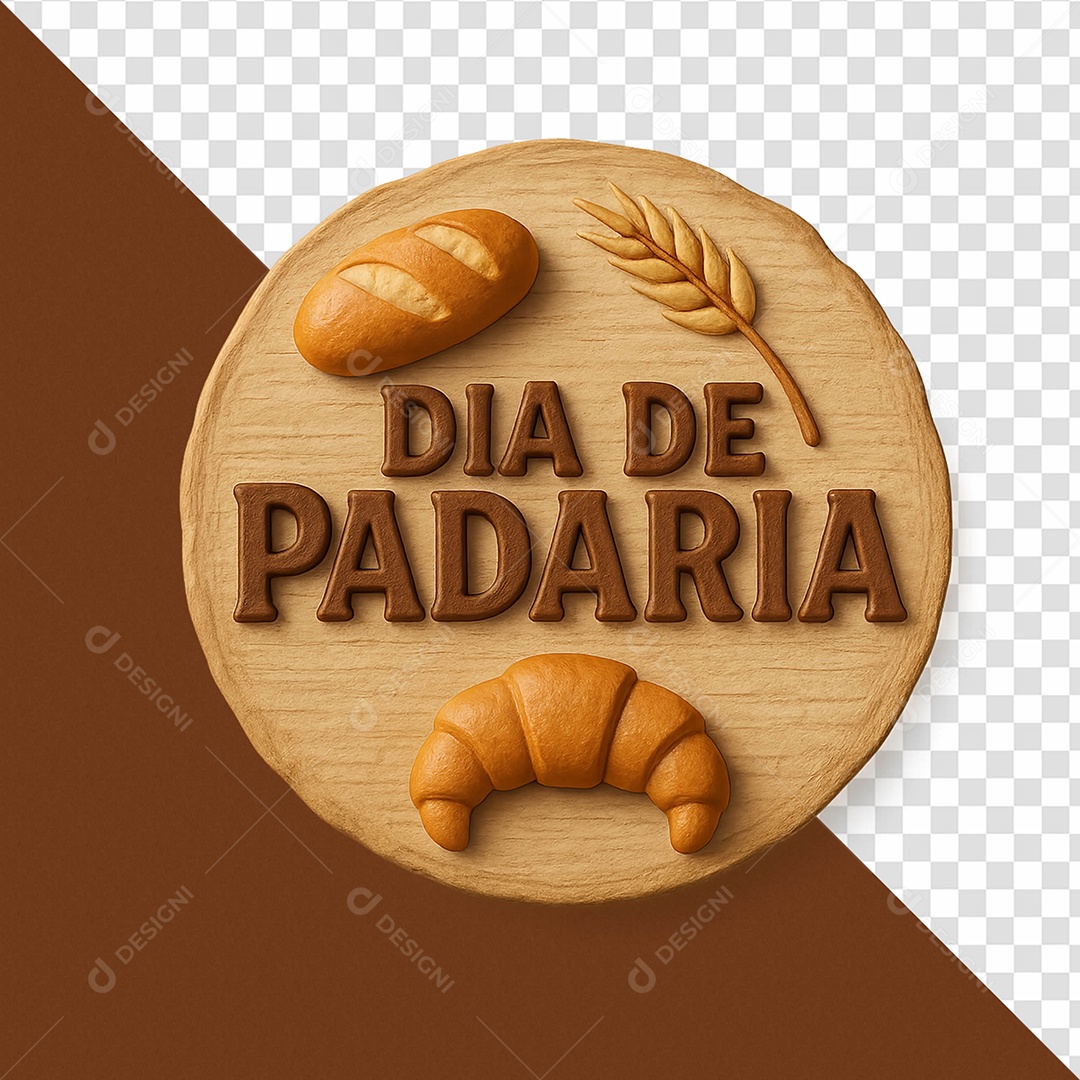Dia De Padaria Selo 3D Para Composição PSD