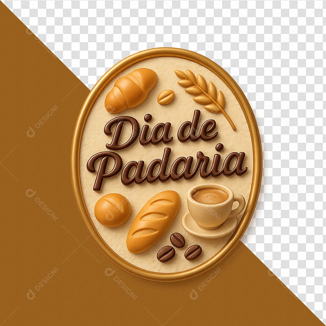 Dia De Padaria Selo 3D Para Composição PSD