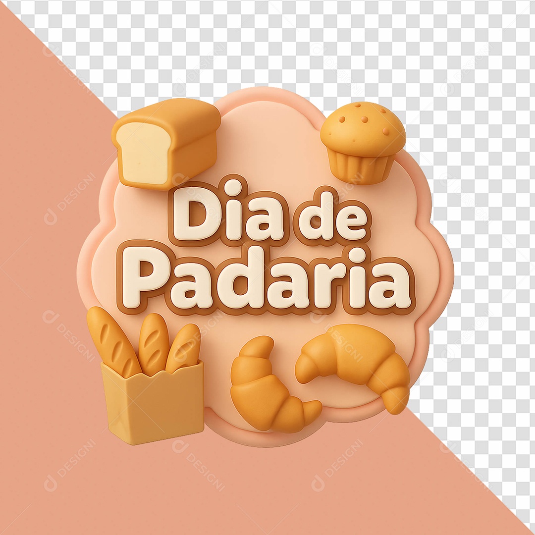 Dia De Padaria Selo 3D Para Composição PSD