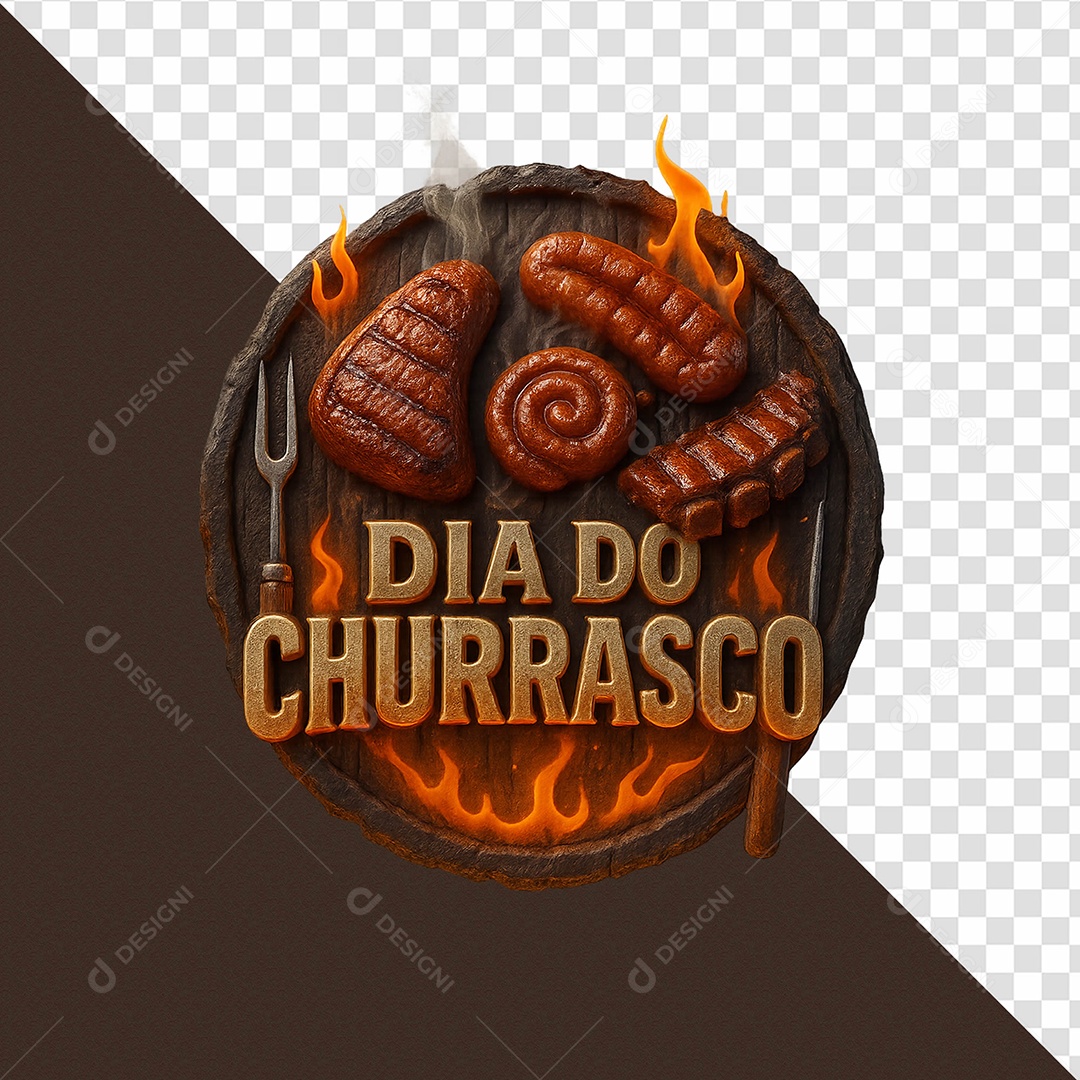 Dia De churrasco Espetinhos Selo Para Composição PSD
