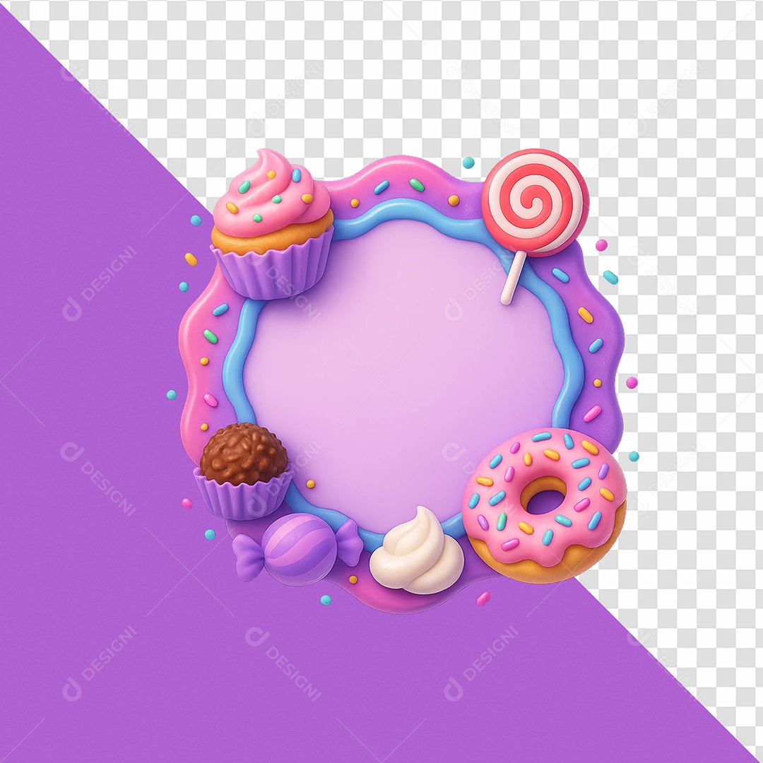 Doces e Delícias Selo 3D para Composição PSD