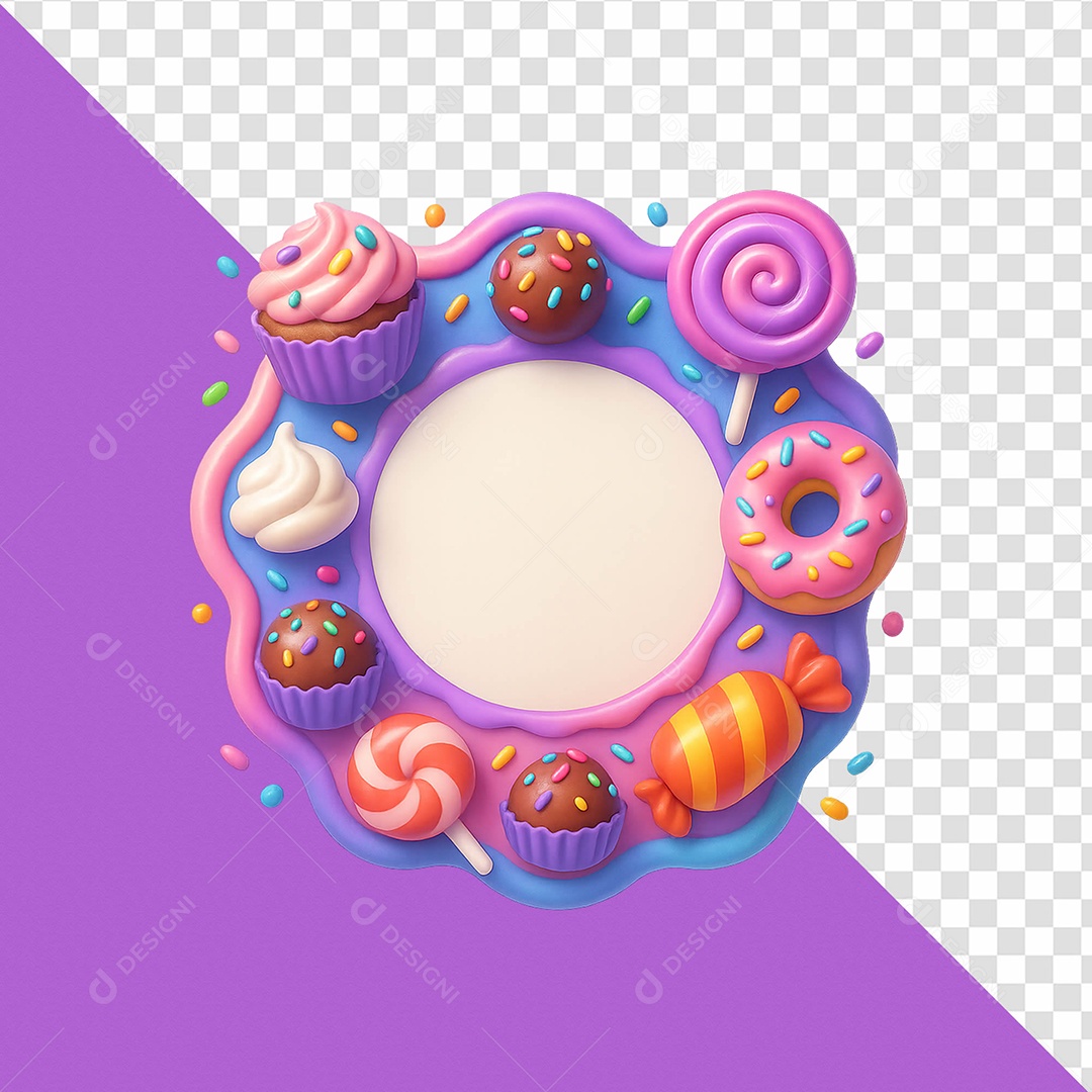 Doces e Delícias Selo 3D para Composição PSD