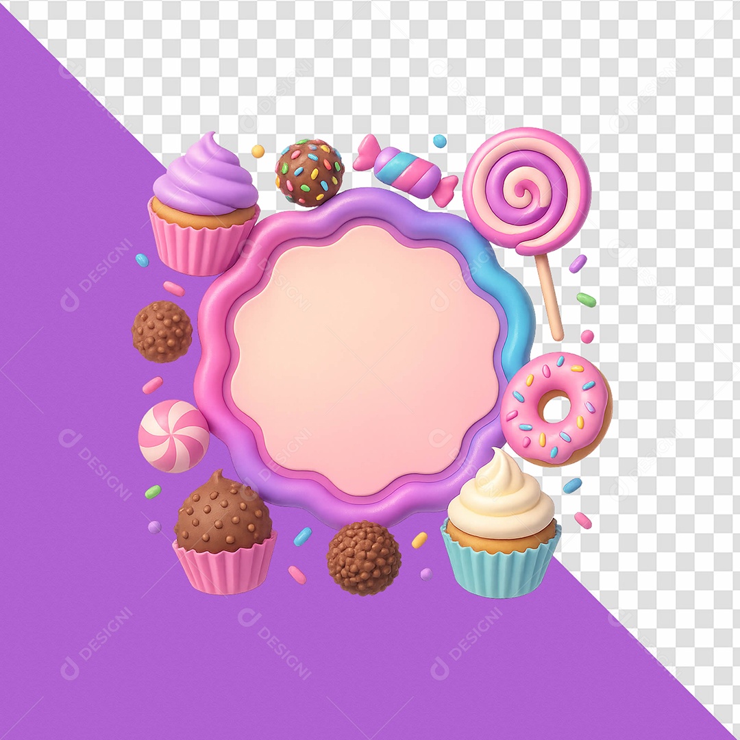 Doces e Delícias Selo 3D para Composição PSD