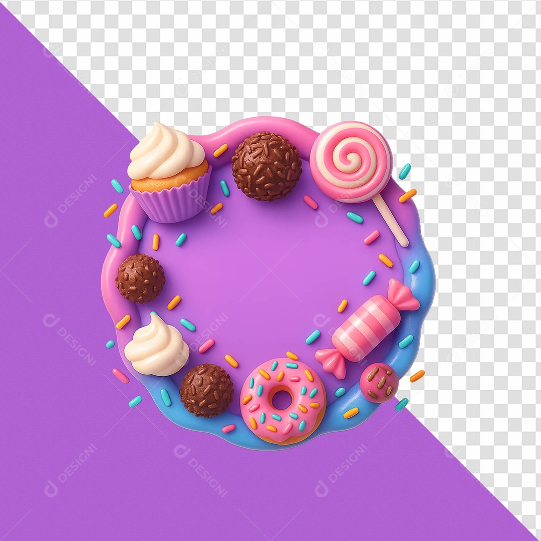 Doces e Delícias Selo 3D para Composição PSD