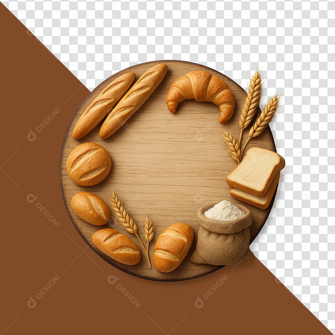 Dia De Padaria Selo 3D Para Composição PSD