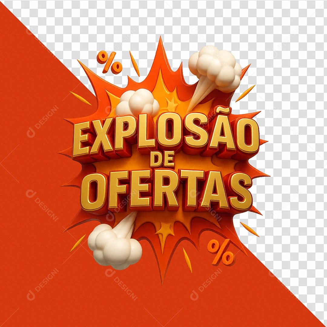 Explosão De Ofertas Selo 3D para Composição PSD
