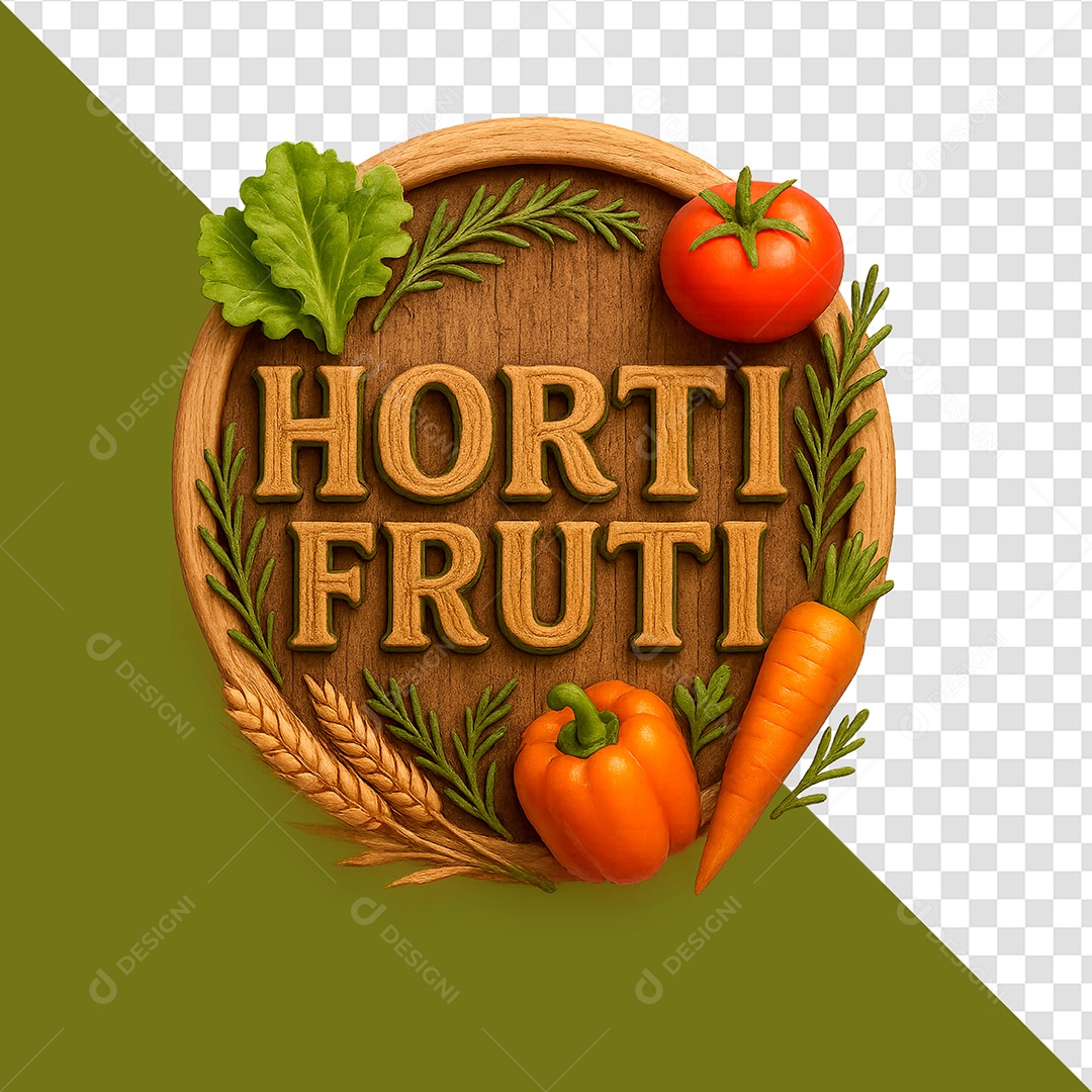 Hortifruti Selo 3D Para Composição PSD
