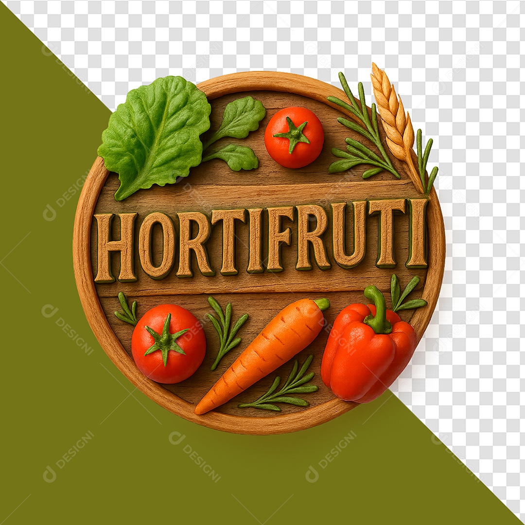 Hortifruti Selo 3D Para Composição PSD