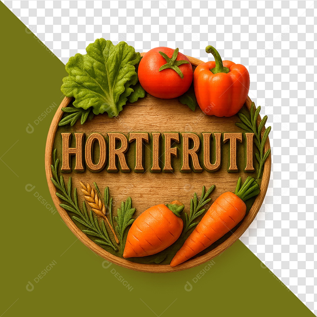 Hortifruti Selo 3D Para Composição PSD
