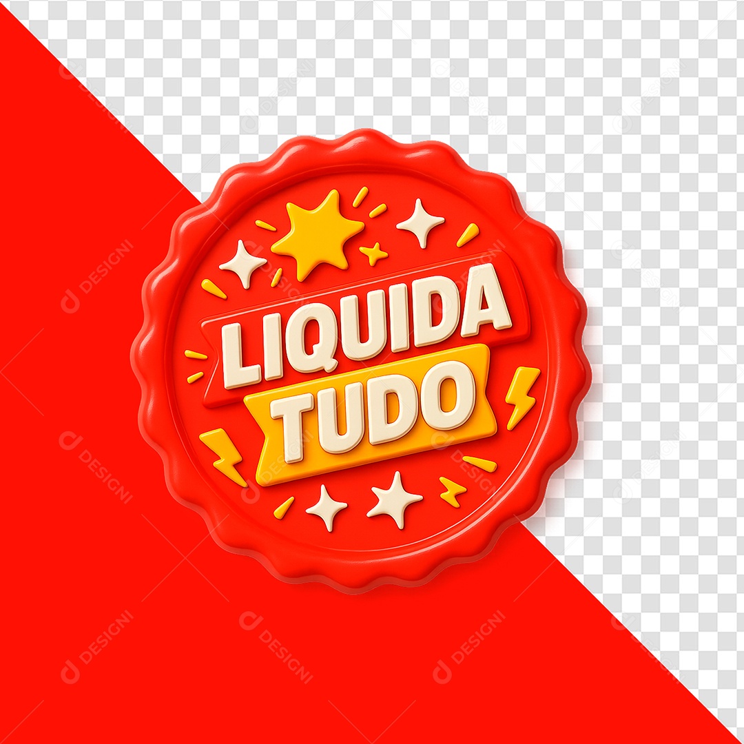 Selo 3D Liquida Tudo Para Composição PSD