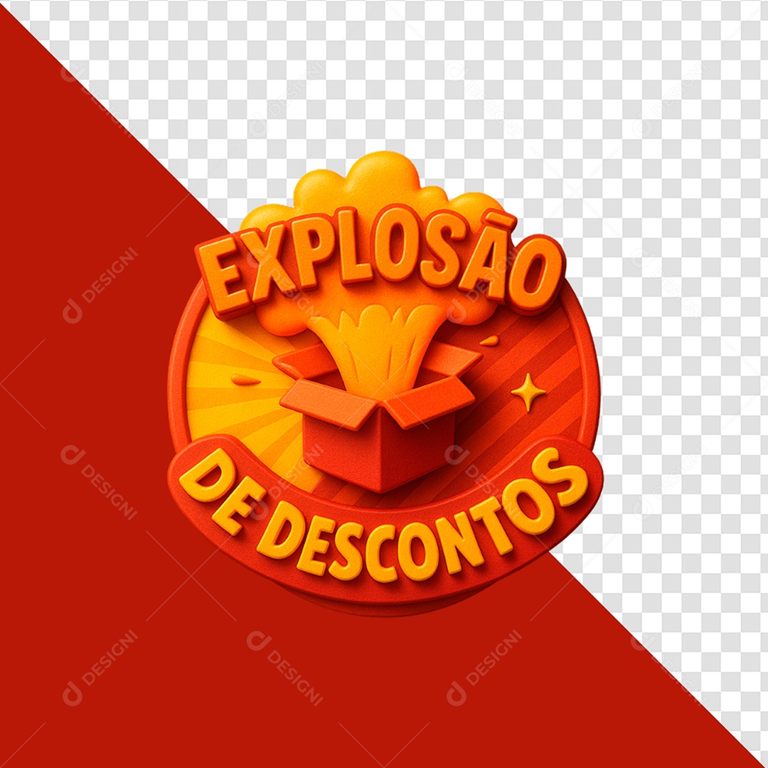 Explosão De Descontos Selo 3D para Composição PSD