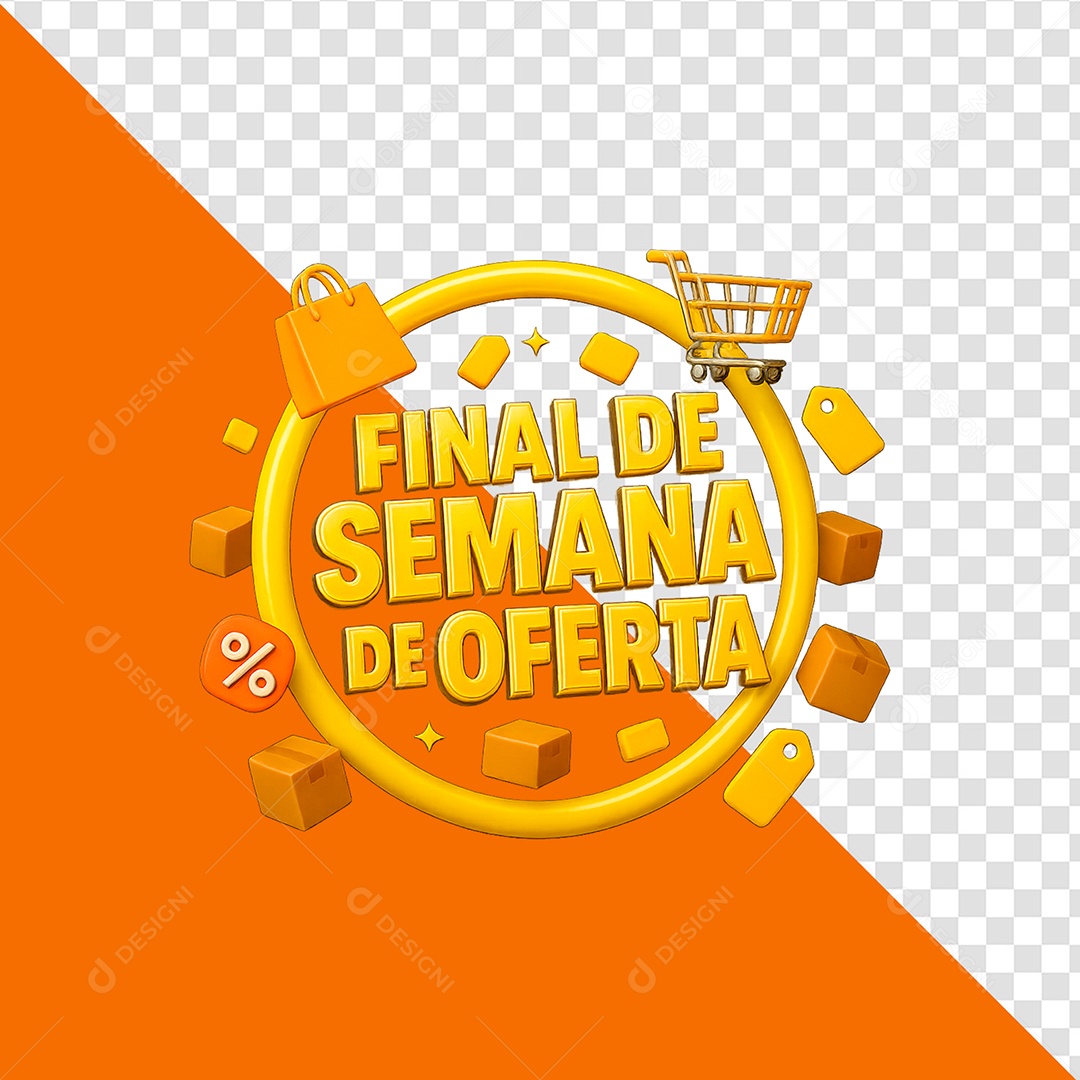 Final De Semana De Oferta Selo 3D para Composição PSD