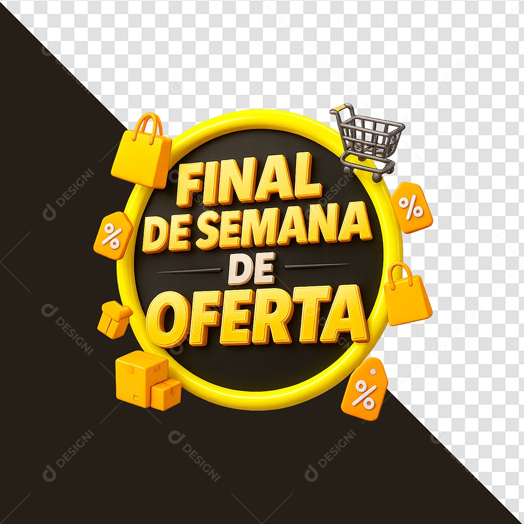 Final De Semana De Oferta Selo 3D para Composição PSD