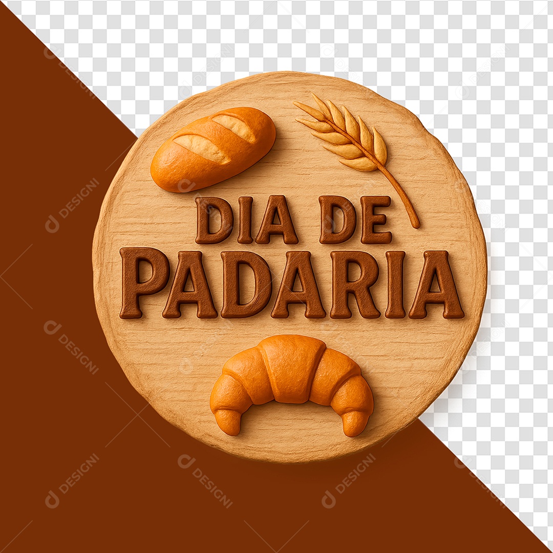 Dia De Padaria Selo 3D Para Composição PSD