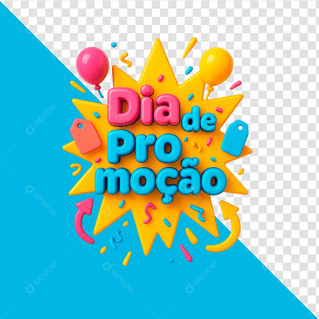 Dia De Promoção Selo 3D para Composição PSD