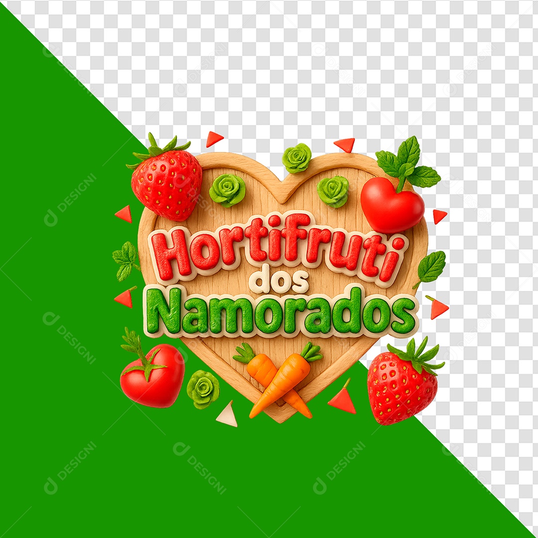 Hortifruti Dos Namorados Selo 3D Para Composição PSD