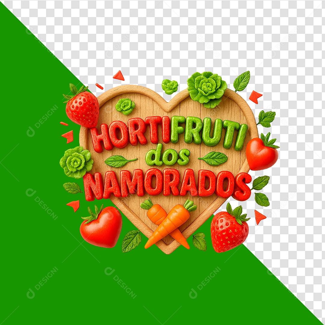 Hortifruti Dos Namorados Selo 3D Para Composição PSD