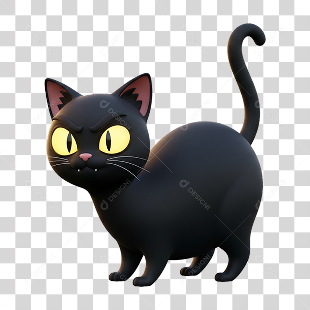 Gato Preto de Halloween PNG Transparente