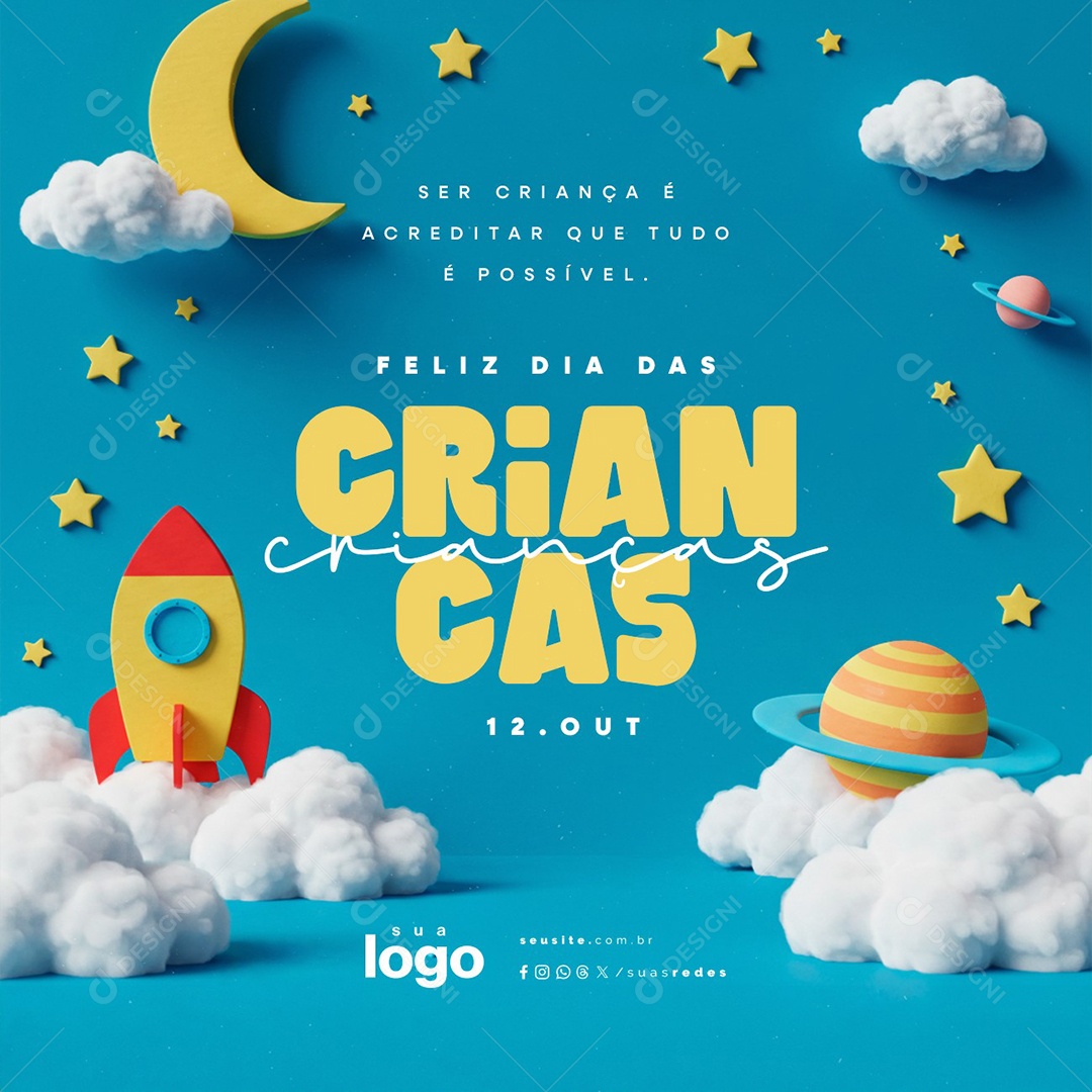 Feliz Dia das Crianças 12 de Outubro Social Media PSD Editável