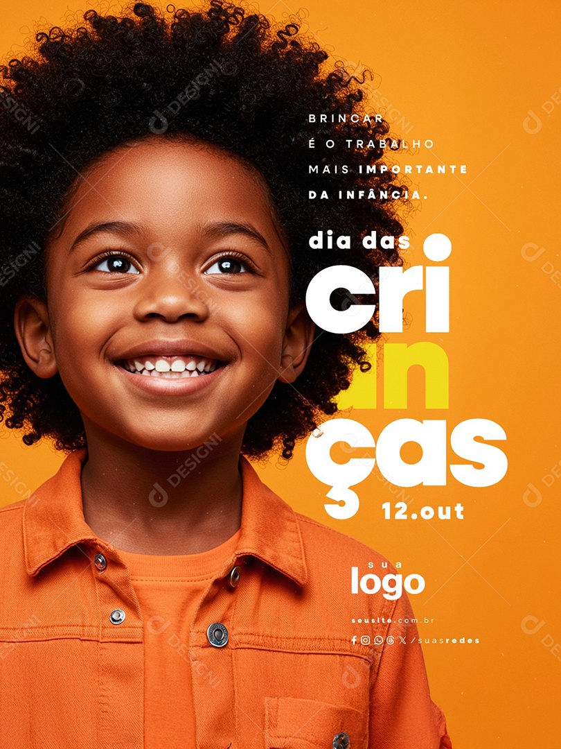 Dia das Crianças 12 de Outubro Brincar é o Trabalho Social Media PSD Editável