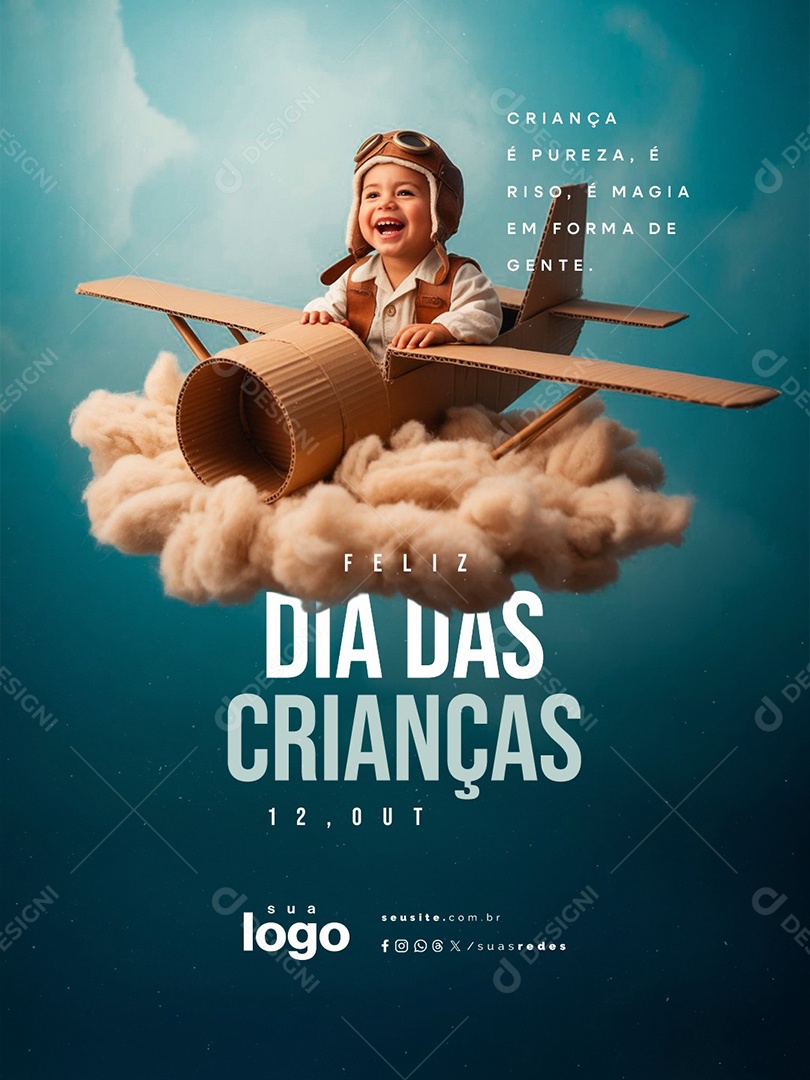 Feliz Dia das Crianças 12 de Outubro Criança é Pureza Social Media PSD Editável