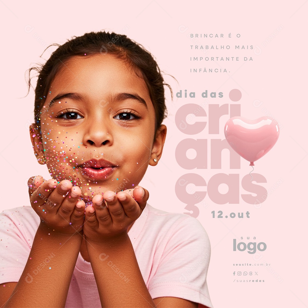 Dia das Crianças 12 de Outubro Brincar é o Trabalho Social Media PSD Editável