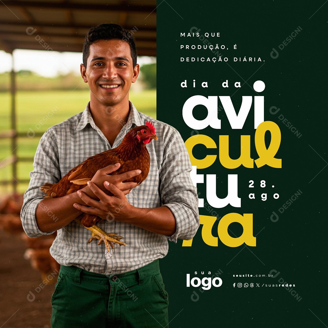 Dia da Avicultura 28 de Agosto Mais Que Produção Social Media PSD Editável