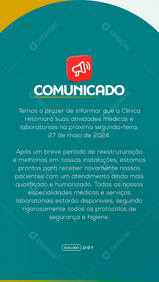 Story Comunicado Clinica Social Media PSD Editável