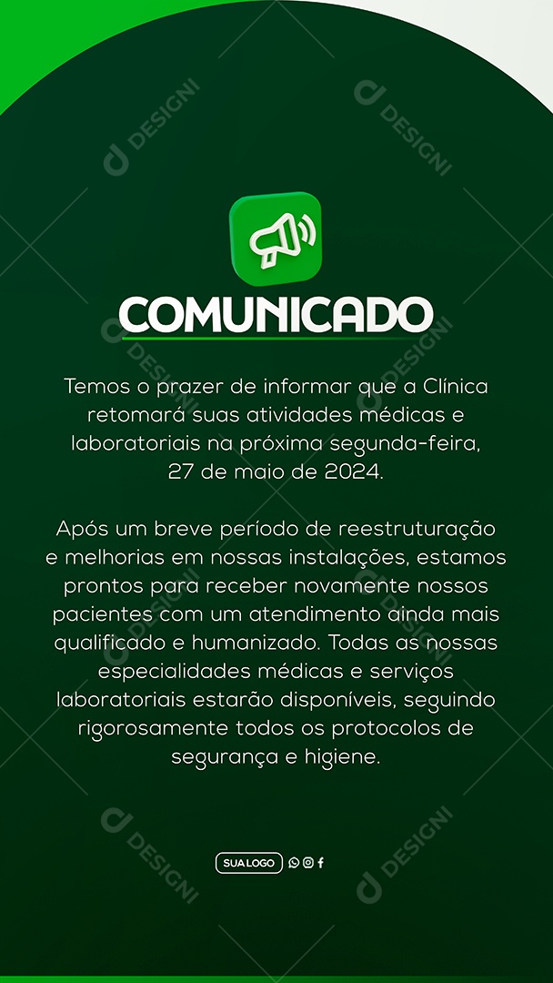 Story Comunicado Clinica Social Media PSD Editável