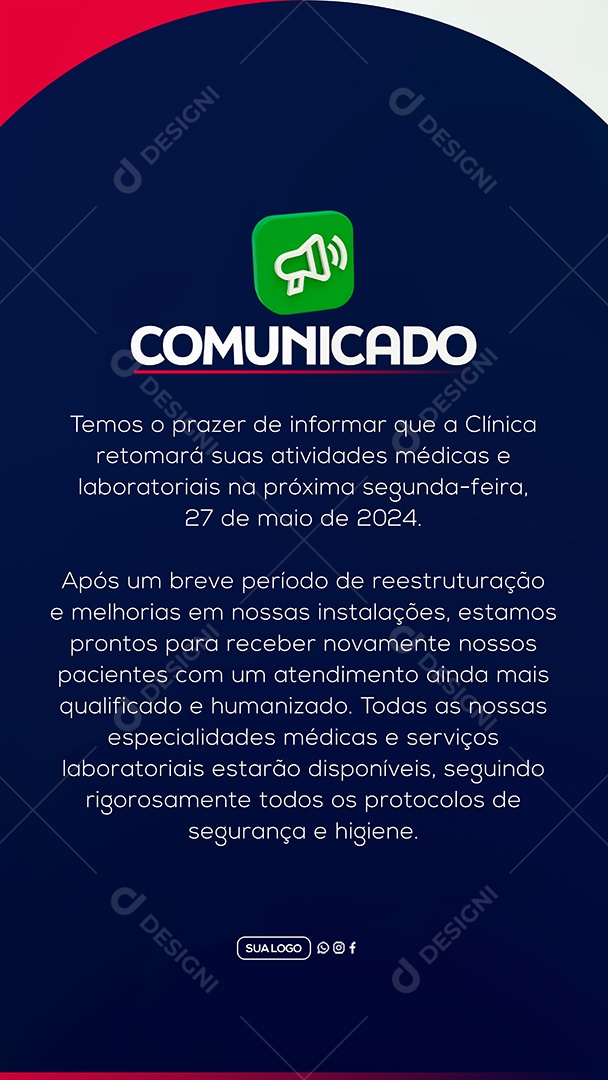 Story Comunicado Clinica Social Media PSD Editável