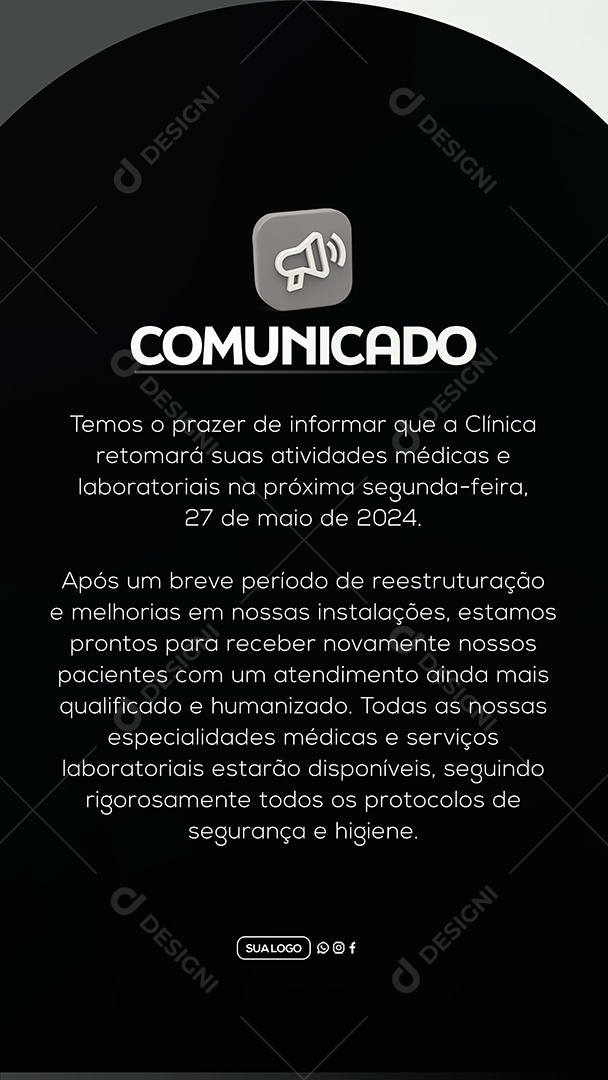 Story Comunicado Clinica Social Media PSD Editável