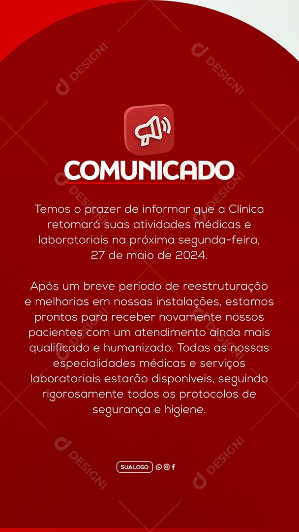 Story Comunicado Clinica Social Media PSD Editável