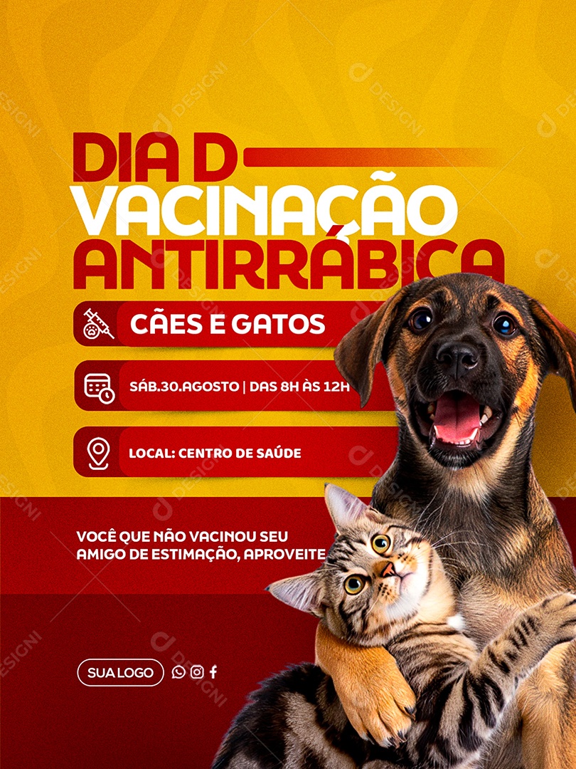 Prefeitura Dia D Vacinação Antirrabica Social Media PSD Editável