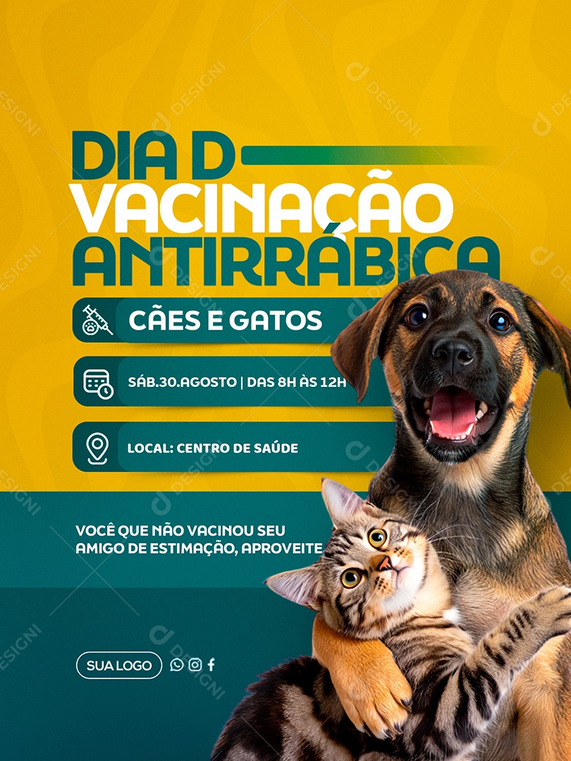 Prefeitura Dia D Vacinação Antirrabica Social Media PSD Editável