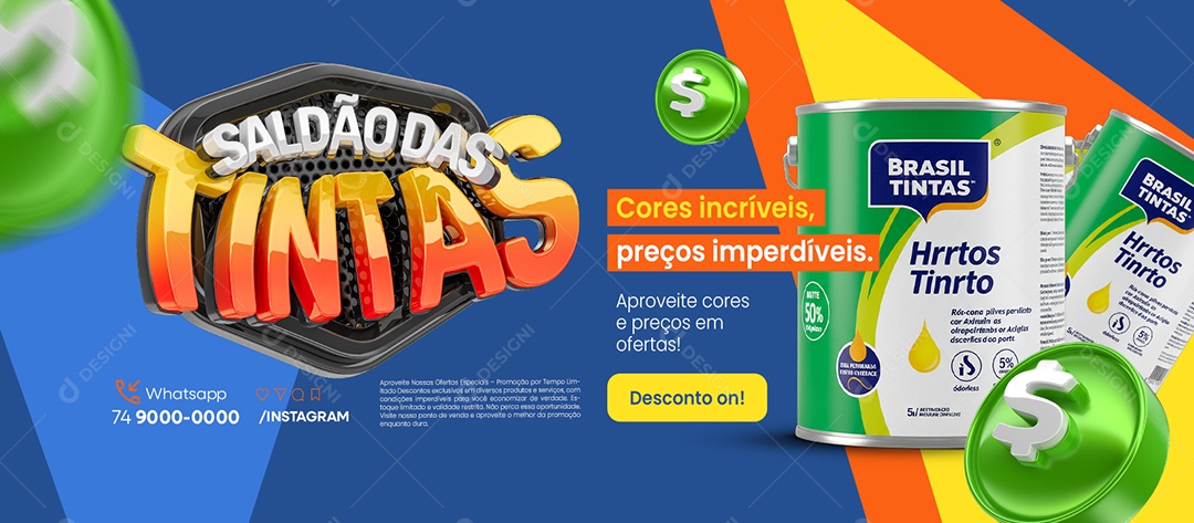 Banner Saldão das Tintas Loja Cores Incríveis Preços Imperdíveis Social Media PSD Editável