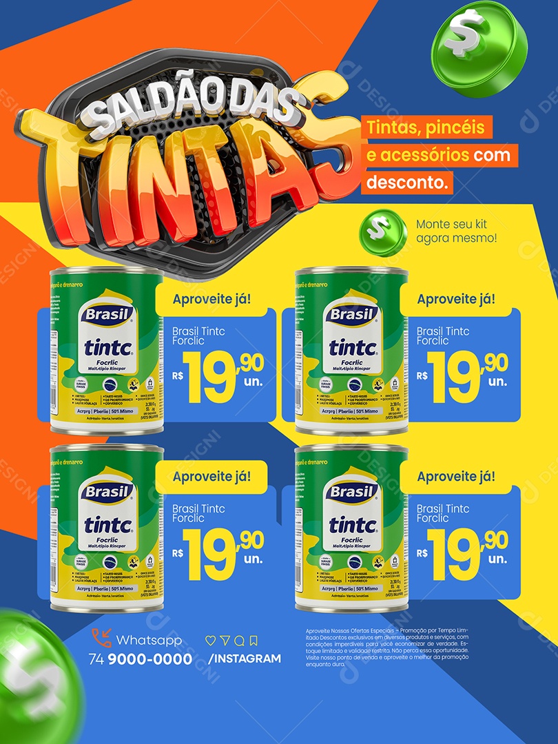 Saldão das Tintas Loja Encate Pincéis e Acessórios Social Media PSD Editável