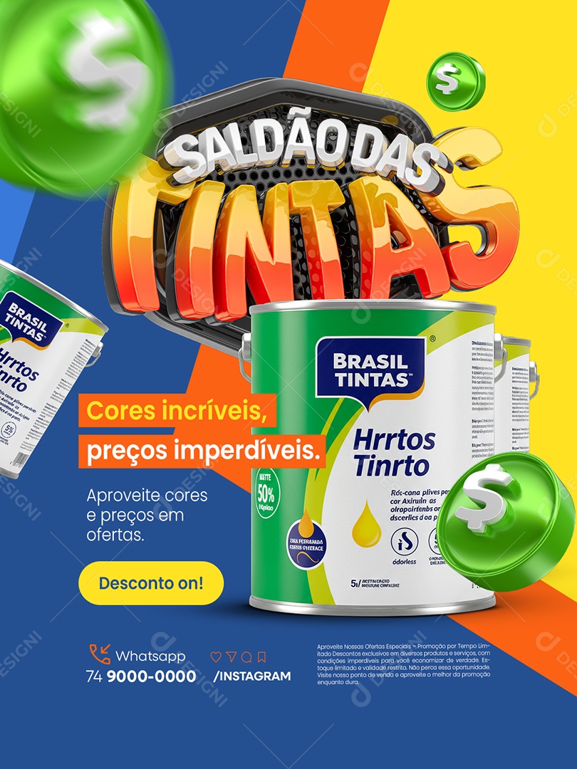 Saldão das Tintas Loja Cores Incríveis Preços Imperdíveis Social Media PSD Editável