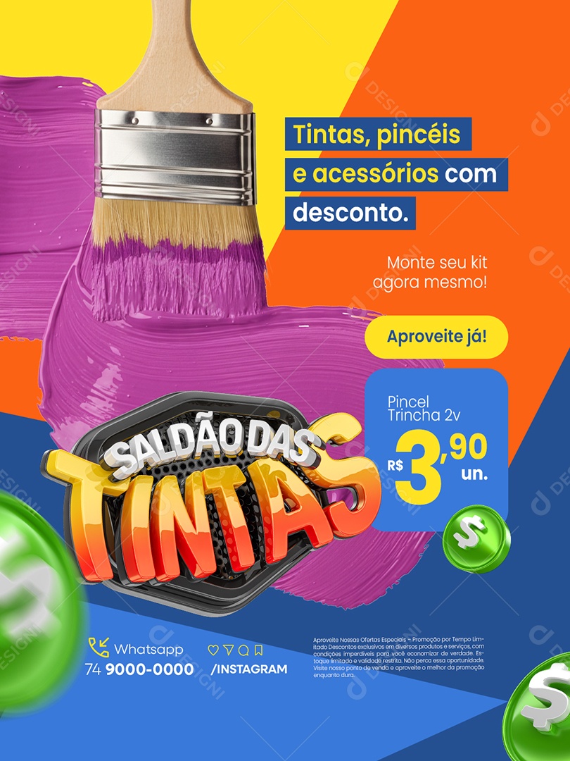 Saldão das Tintas Loja Pincel Trincha Social Media PSD Editável