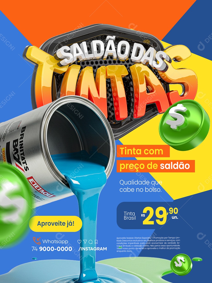 Saldão das Tintas Loja Qualidade Que Cabe no Bolso Social Media PSD Editável