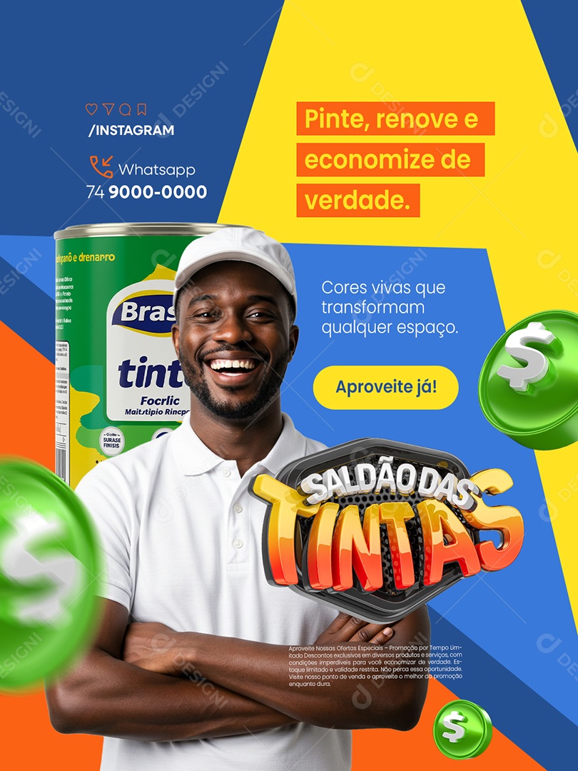 Saldão das Tintas Loja Pinte Renove e Economize Social Media PSD Editável