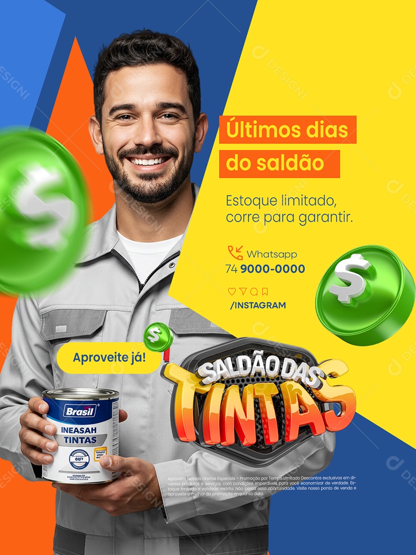 Saldão das Tintas Loja Estoque Limitado Social Media PSD Editável