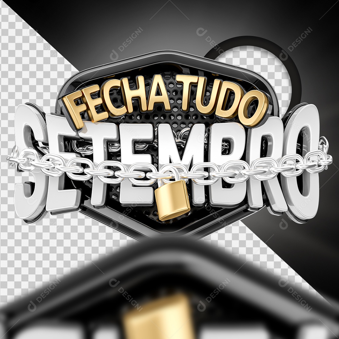 Fecha Tudo Setembro Selo 3D para Composição PSD