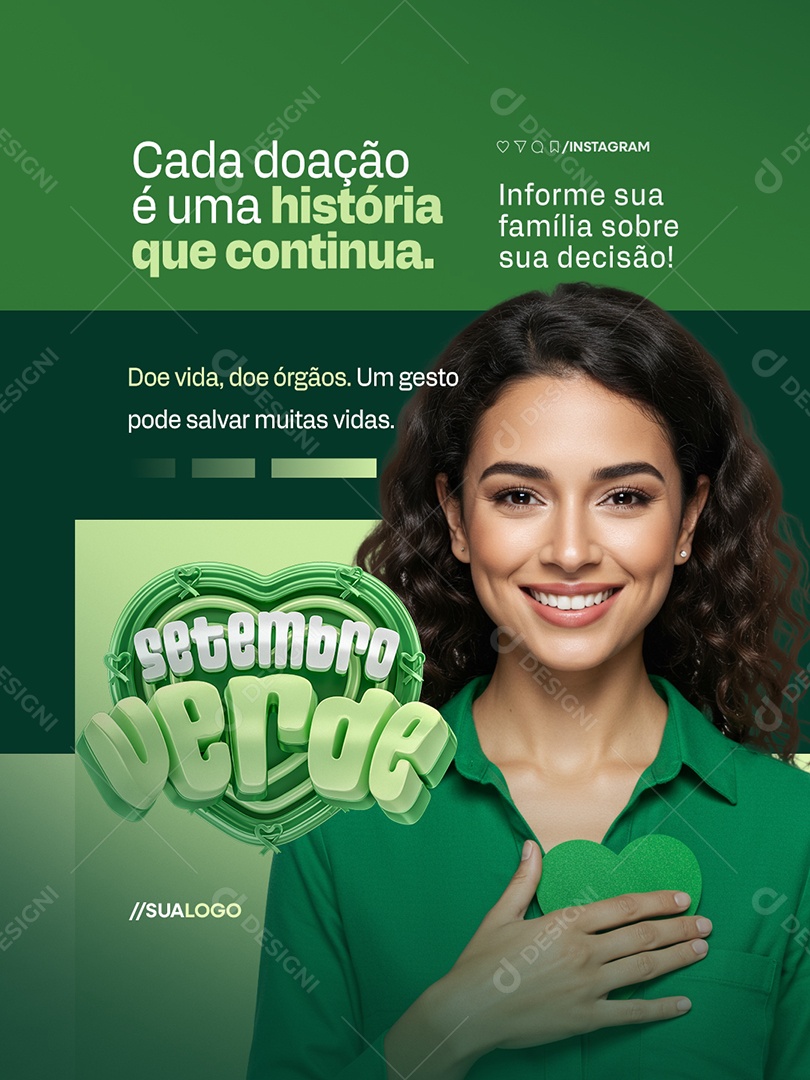 Setembro Verde Cada Doação é Uma História Que Continua Social Media PSD Editável