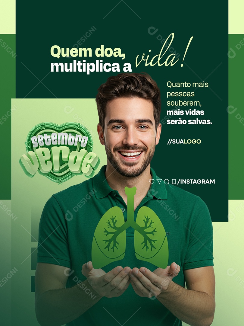 Setembro Verde Quem Doa Multiplica a Vida Social Media PSD Editável