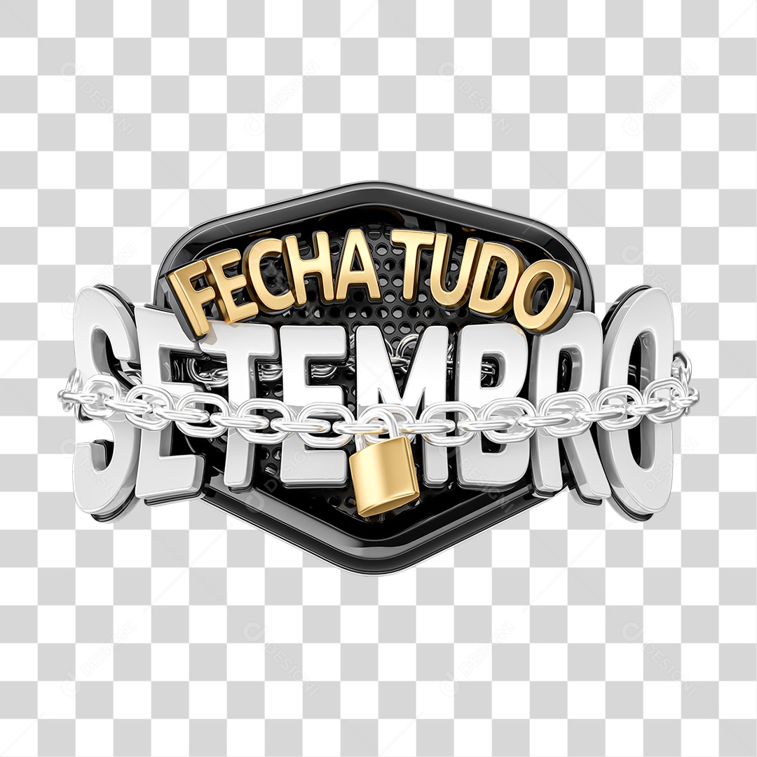 Selo 3D Fecha Tudo Setembro PNG Transparente