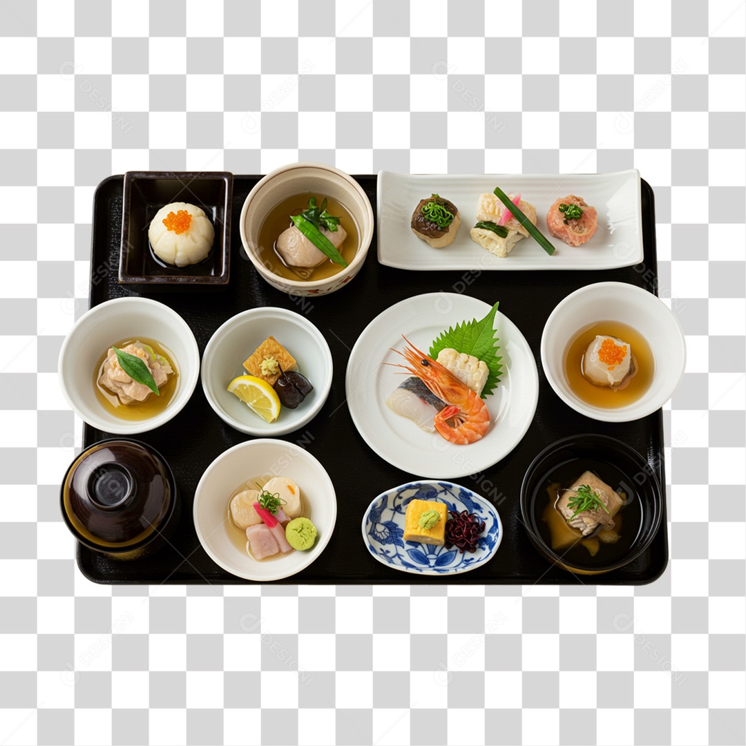 Prato Kaiseki Ryori da Culinária Japonesa PNG Transparente