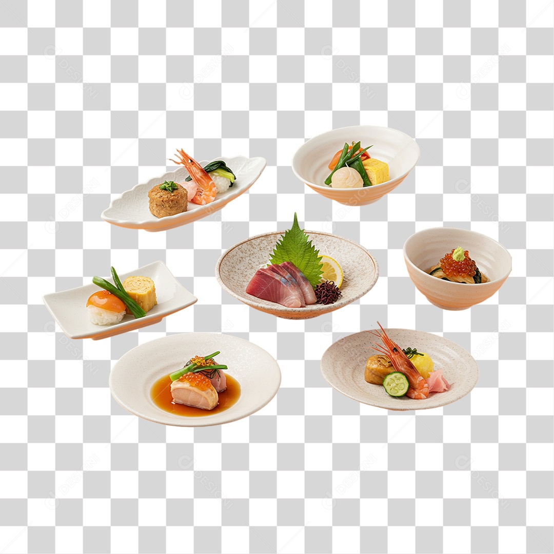 Prato Kaiseki Ryori da Culinária Japonesa PNG Transparente